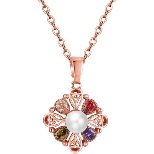 ZSLBS Newest Rose Gold Choker Necklace For Women Trendy Unique Cross Design Pearl Zircon Inlay Flower Clavicle Necklaces Jewelry