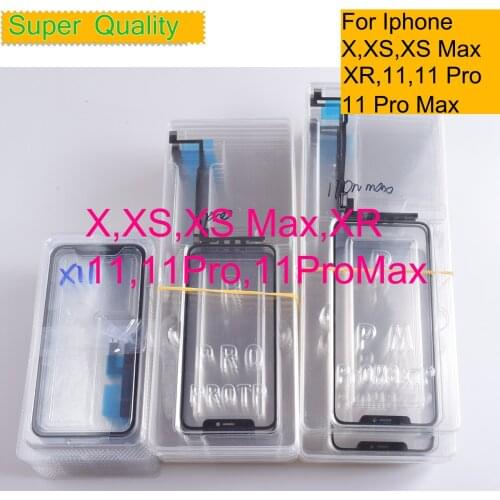 10Pcs/lot For Iphone X XR XS Max 11 Pro Max Touch Screen Digitizer Panel Sensor Front Glass Lens For iphone 12 Pro With OCA Glue