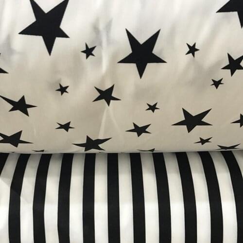 100% cotton twill cloth white BLACK stars stripe fabrics for DIY kidscrib bedding cushions handwork quilting tissue textile tela