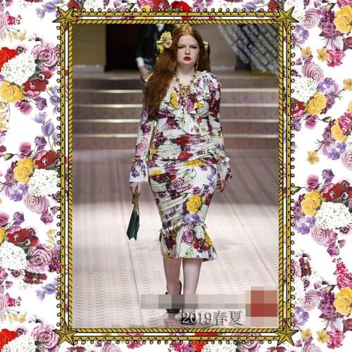 147cm wide digital printing fabric meter micro elastic shirt dress fabric 100% polyester fabric wholesale polyester cloth