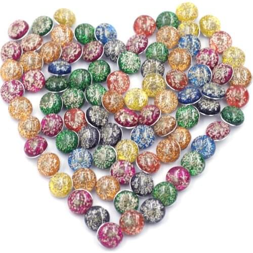 18mm Mixed Gypsophila Flower Round Dome Snap Press Buttons Crafts Scrapbook Gift Charms Jewelry Accessories Snap Fastener 5.5mm