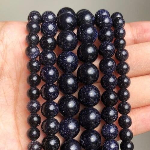 2/3/4/6/8/10/12mm Natural Dark Blue Sand stone Beads Loose Stone Round Loose Beads for DIY Accessories Jewellery Making 15