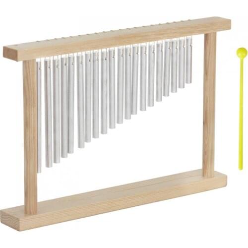 20 Tone Wind Chimes Silver Standing Wooden Frame Playing Wind Chime with Stick Instrument Decoration