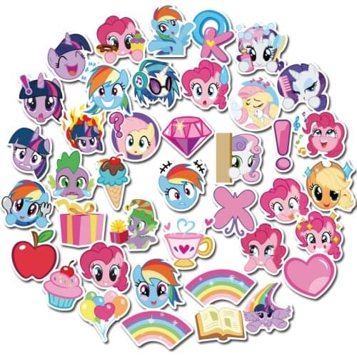 40Pcs Cartoon My Little Pony Stickers Bag Cute Stickers Child Traditional Toys Stationery Mobile Phone Cup Waterproof Stickers