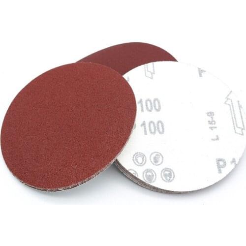 5" 125mm Sandpaper Red Sand Flocking Sanding Paper Velcro Polishing Disc