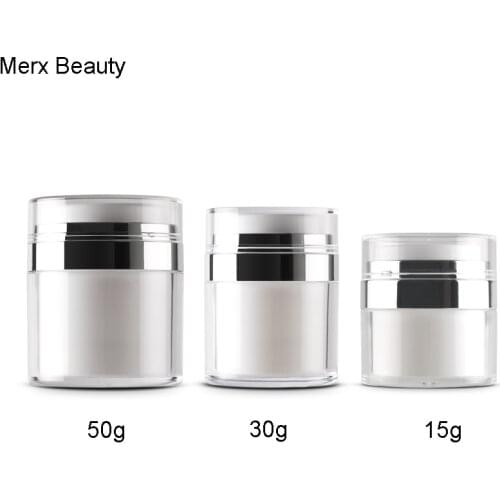5PCS/LOT 15G 30G 50G Pearl White Press Cosmetics Empty Acrylic Cream Jar Airless Bottle Container, High-grade Cosmetics Packing