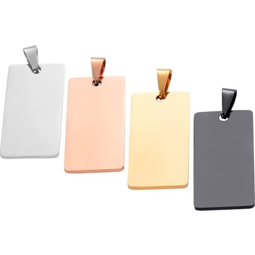 5pcs Wholesale Unisex Stainless Steel Pendant Necklace Pendant Gold Black Blank Dog Tag Plate Army Biker Chain Necklace