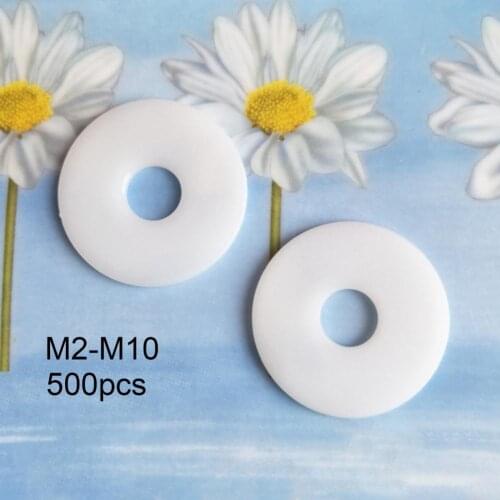 500Pcs M2/M2.5/M3/M4/M5/M6/M8/M10 White Nylon Flat Washer Gasket Plane Spacer Backup-Joint O Ring Assortment Kit With Storage Bo