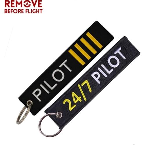 Remove Before Flight Pilot Keychain Luggage Tag Embroidery epaulette style Key Ring portachiavi Chain for Aviation Lover Gifts