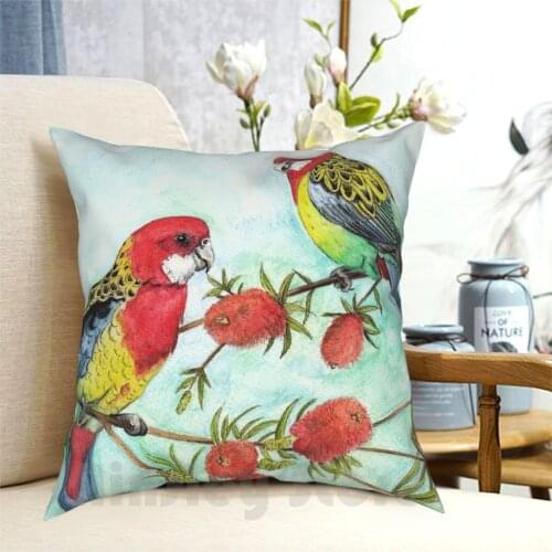 Eastern RosellaS On Bottlebrush Branch Pillow Case Printed Home Soft Throw Pillow Rosella Eastern Rosella Animals