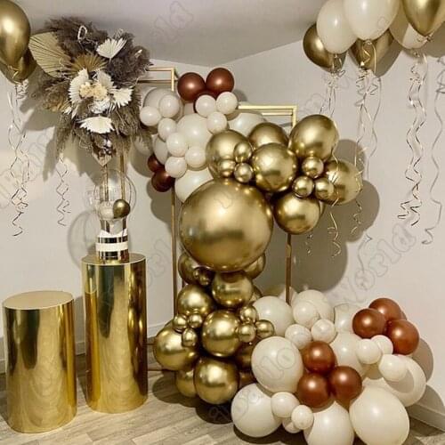 Wedding Birthday Party Decor Sandy White Latex Balloon Garland Rose Gold Balloon Arch Kit Baby Shower Holiday Event Decoration