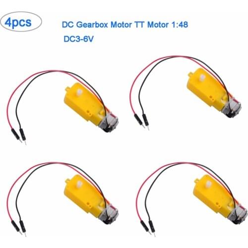 4pcs DC Gearbox Motor TT Motor 200RPM DC 3-6V for Arduino Smart Car Robot 1:48 Male Connector RCmall FZ3176M
