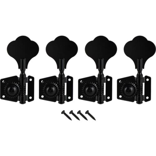 FLEOR 4PCS Vintage Open Guitar Bass Machine Heads Tuning Pegs Keys Black 4L for Left Handed Electric Bass