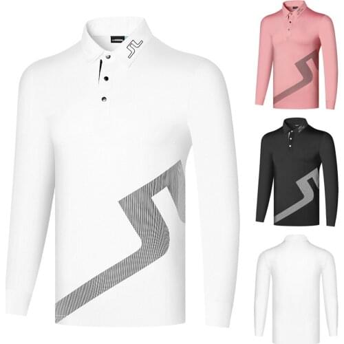 JL Autumn Golf Apparel Mens Breathable and Quick-Drying Sports High-Quality Polo T-Shirt Top Moisture Wicking Long Sleeves