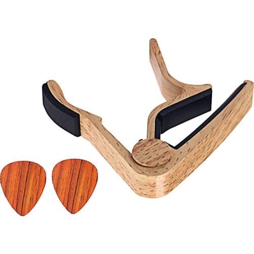 Finest Aluminum Quick Change Guitar Capo Key Trigger Clamp with Wood Picks Plectrums Set