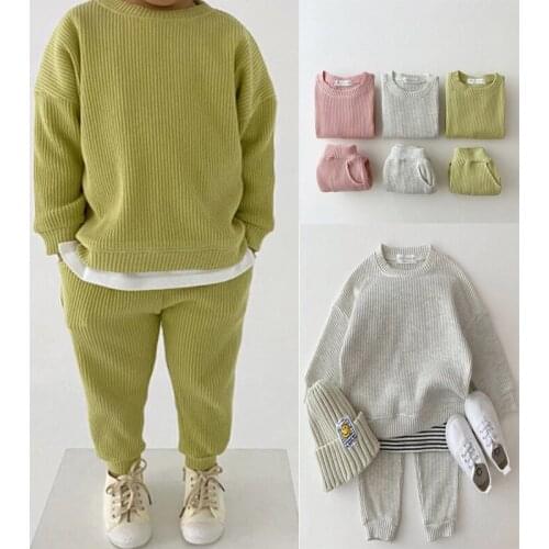 Baby Clothing sets Tracksuits for Girls Sets Cotton Knitting Pullovers Tops+Pants Clothes for Boys Newborn Toddler Outfits Loose