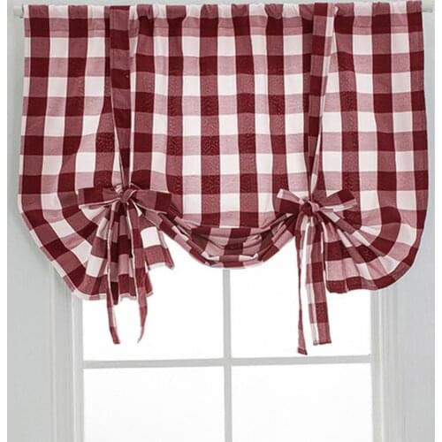 Short Kitchen Curtain Modern Window Treatment Tie up Balloon Home Textile Sheer Panel Tulle White Black Jacquard