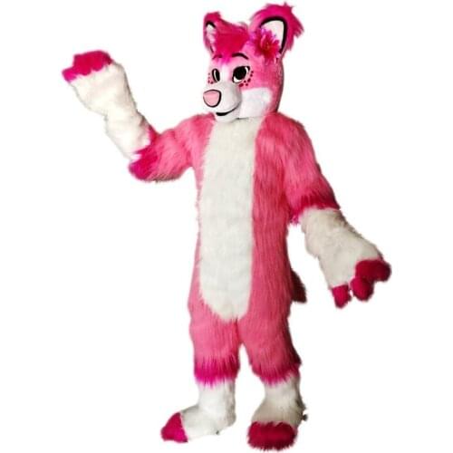 Pink Fox Husky Fursuit Mascot Costume Halloween Xmas Birthday Celebration Carnival Dress Full Body Props Outfit Party Costumes