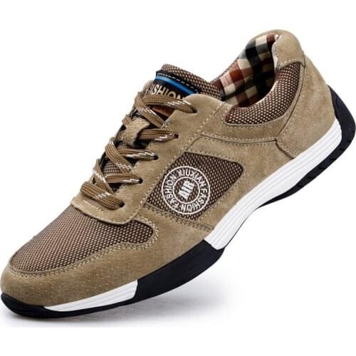 Sneakers Running Shoes Sports Men Shoes Rubber sole Anti-skid Wear Low Upper Air Cushion Genuine Leather Shoe Denim surface Hot