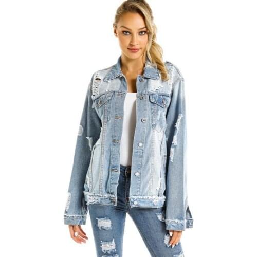 Jacket ladies clothes oversized denim jacket Korean jacket spring and autumn new jacket ladies pure color casual