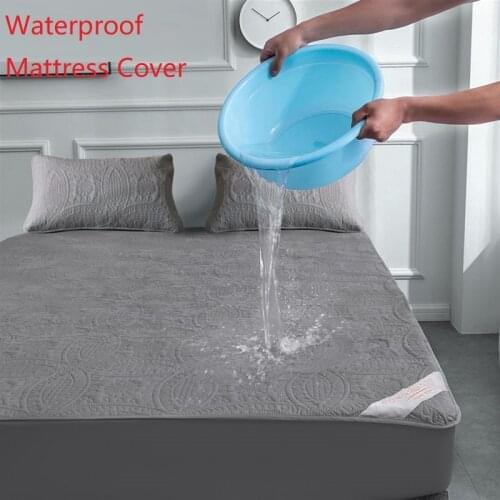 Kuup 1pcs Waterproof Quilted Mattress Cover Sheet Air-Permeable Bed Protector Pad Cover Queen Mattress Topper Soft Fitted Sheet