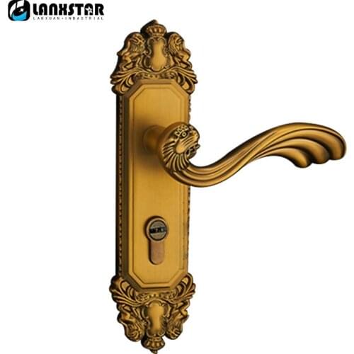 LANXSTAR High-end European Antique Design Handle Lock Solid Wood Door Split Locks