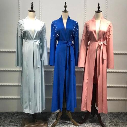 2019 Adult Muslim 6 colors beading Robe Musulmane Dubai Fashion Muslim Abaya Dress Robes Arab Prayer Worship Service Wj1643w