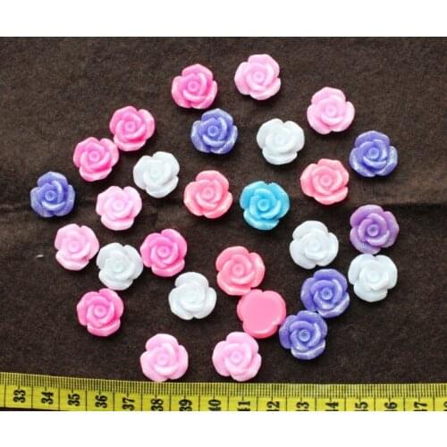 Set of 100pcs Medium Roses glitter Resin Cabochon Decoden Pendants 16mm- SZ0183