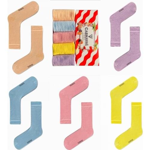 Socks 5 Pieces Set Soft Color Theme Design Unisex Women And Men Sweatproof Washable Flexible Sale Summer Spring Autumn Fashion T