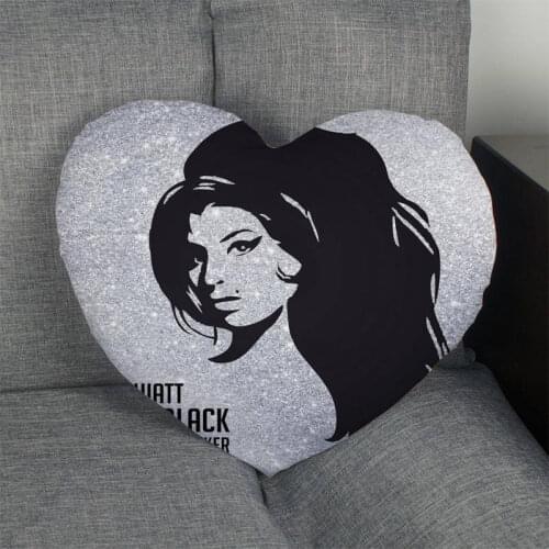 Custom Amy Winehouse Heart Shape Pillow Cover Custom Zipper Pillowcase Cover Wedding Home Office Decorative 1pcs custom
