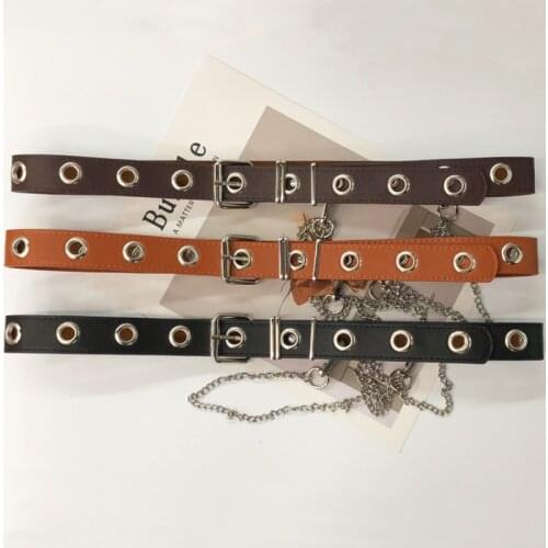 SHUCHANThe new belt girl simple 100-piece womens belt chain rivet personality trend fashion belt manufacturer wholesale