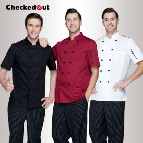Hotel Chef Wear Short Sleeved Adult Kitchen Restaurant Kitchen Clothing Male Chef Uniform Lady Chef Jacket Plus Size B-6258