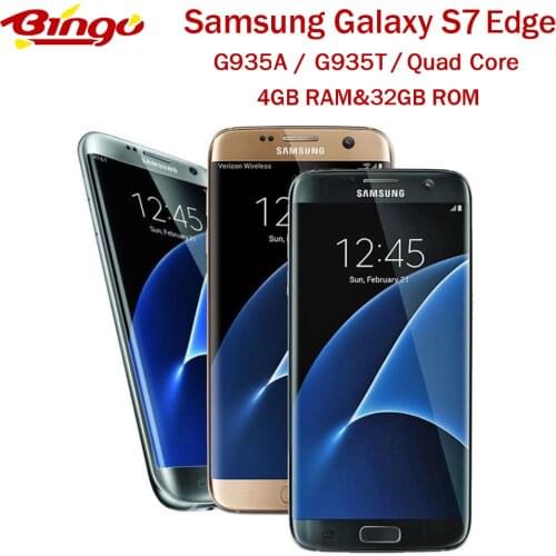 Samsung Galaxy S7 Edge G935A G935T Original Unlocked LTE Android Mobile Phone Quad Core 5.5" 12MP&5MP 4GB RAM 32GB ROM NFC