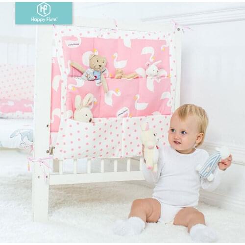 Happyflute Bed Hanging Storage Bag Baby Cot Bed Brand Baby Cotton Crib Organizer 50*60cm Toy Diaper Pocket for Crib Bedding Set