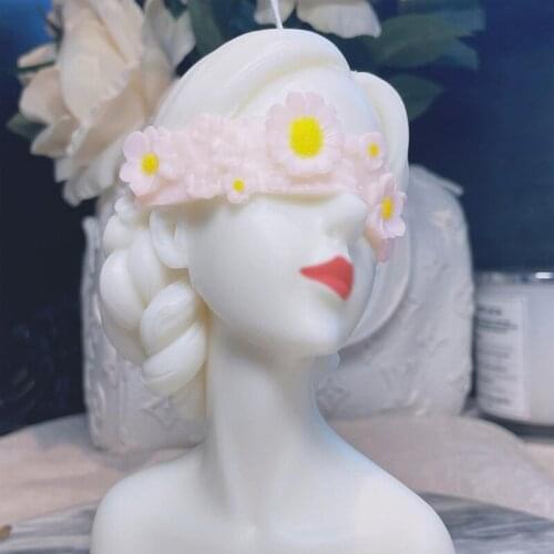MXMF European Character Blindfolded Girl Plaster Portrait with Closed Eyes Head Mold