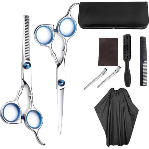 10PCS/Set Professional Hairdressing Scissors Kit Hair Cutting Scissors Hairbrush Hair Clip Hiar Cape Grooming Comb For Barber