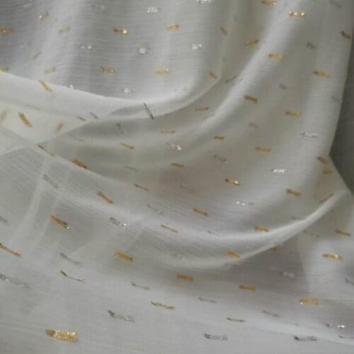 ON Sale Metallic Crepe Chiffon Glittery Silver Golden Dots Fabric Soft Breathable Crinkle Chiffon Dress