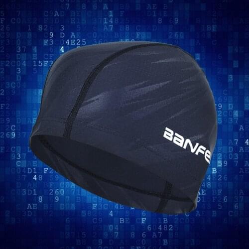 Mens High Grade Nylon Fabric Swimming Cap Lightning Pattern Swim Caps Sports Swim Pool Hat for Men Women Bathing Caps Black Blue