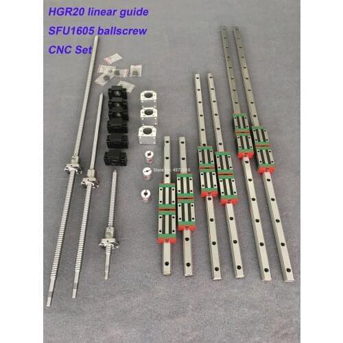 RU Delivery Ballscrew HB 20 Square Linear guide rail 6 set HB20 - 400/700/1000mm + SFU1605 - 400/700/1000mm + BK/BF12 CNC part