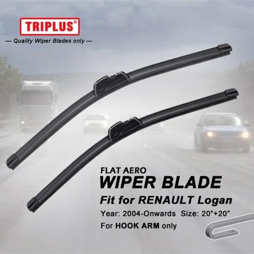 Wiper Blade for Renault Logan (2004-Onwards) 1set 20"+20", Flat Aero Beam Windscreen Wiper Blade Frameless Soft Wiper Blades