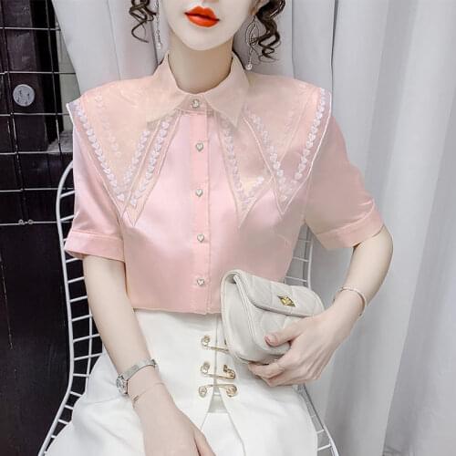 Chiffon shirt female design sense niche 2021 summer new fashion temperament all-match blouse sweet foreign style small shirt