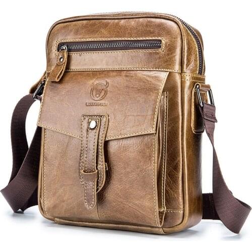 TopFight New Genuine Leather Man Messenger Bags Vintage Cow Leather Casual Zipper Handbags Capacity Bag For Male Messenger Bags