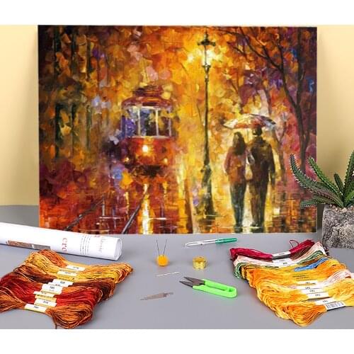 Landscape Printed Fabric 11CT Cross-Stitch DIY Embroidery Complete Kit DMC Threads Handiwork Craft Sewing work Magic Decor