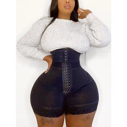 Womens Post Liposuction Front Closure Hook-eye Charming Curves Butt Lifter Shorts Slimming Waist Trainer Body Shaper