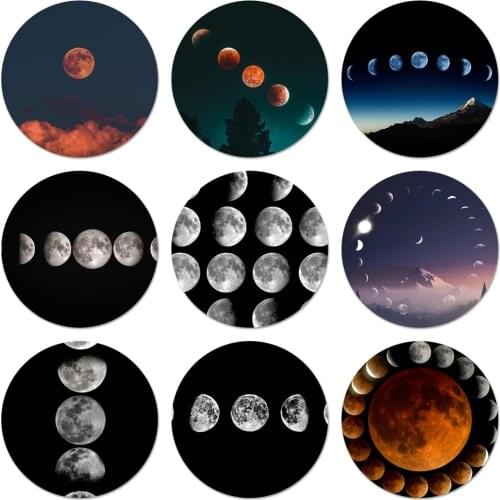 Full Moon Phases Icons Pins Badge Decoration Brooches Metal Badges For Clothes Backpack Decoration 58mm