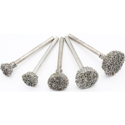 10/12/14/16mm Diamond Burrs Grinding Bit 1/8'' Shank for Dremel Engraving Coarse 1/5/10PCS