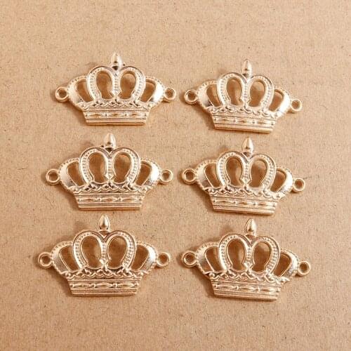 10pcs 20*33mm Plated Metal Antique Gold Color Charms Crown Pendant for Necklace Bracelets DIY Jewelry Findings