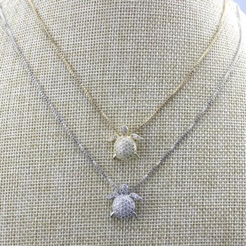 16inch 10str/lot Handmade cz pendant necklace, fashion cz tortoise shape necklace accessories, ladies jewelry necklace