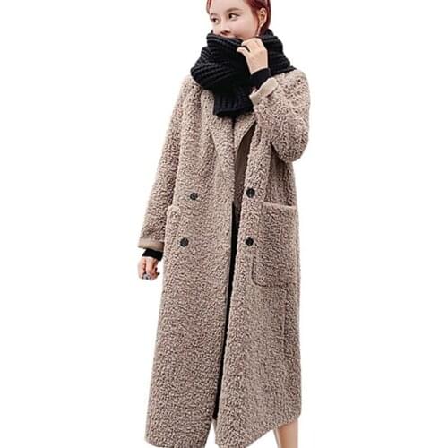 2019 cashmere coat Parka female sheep sheared jacket long female fur coat lamb hair thicken warm Plus size high-end women coat