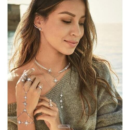 2020 Ins Top Selling Luxury Jewelry Set Eight Star CZ Necklace 100% Pure 925 Sterling Silver Original Earring Bracelet For Women